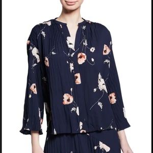 Vince Tossed Poppy Pleated Blouse